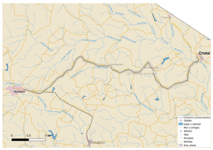 Mapa rodovia ES-209 Cristal-Montanha
